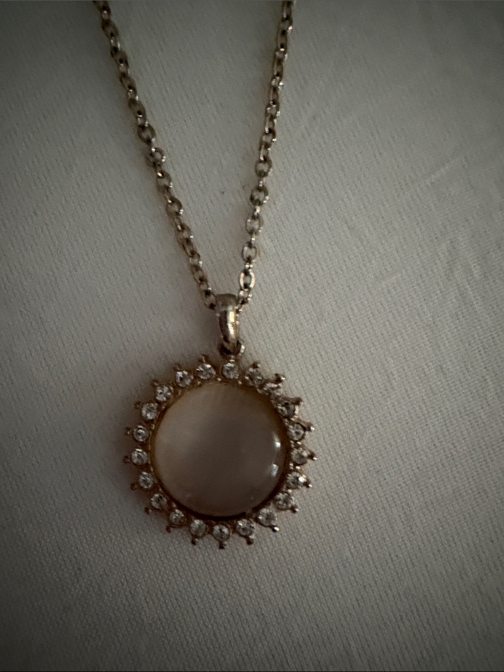 Gold-Tone Pendant Necklace with Round Moonstone